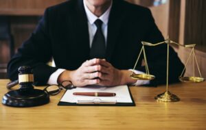Criminal Defense Lawyer in his office
